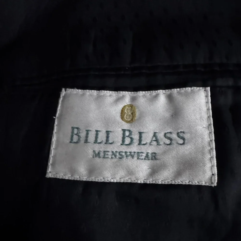 Bill Blass Tuxedo Jacket Mens 40L Black Solid Double Breasted Peak Lapel Vintage
